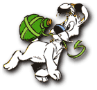 Idefix mit Flasche