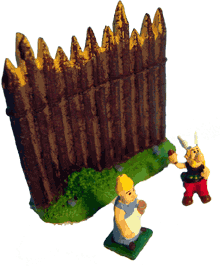 Asterix beim Bankett, Kellnerin und Palisade