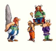 Hobby Products Majestix mit Schild und Obelix mit Hinkelstein